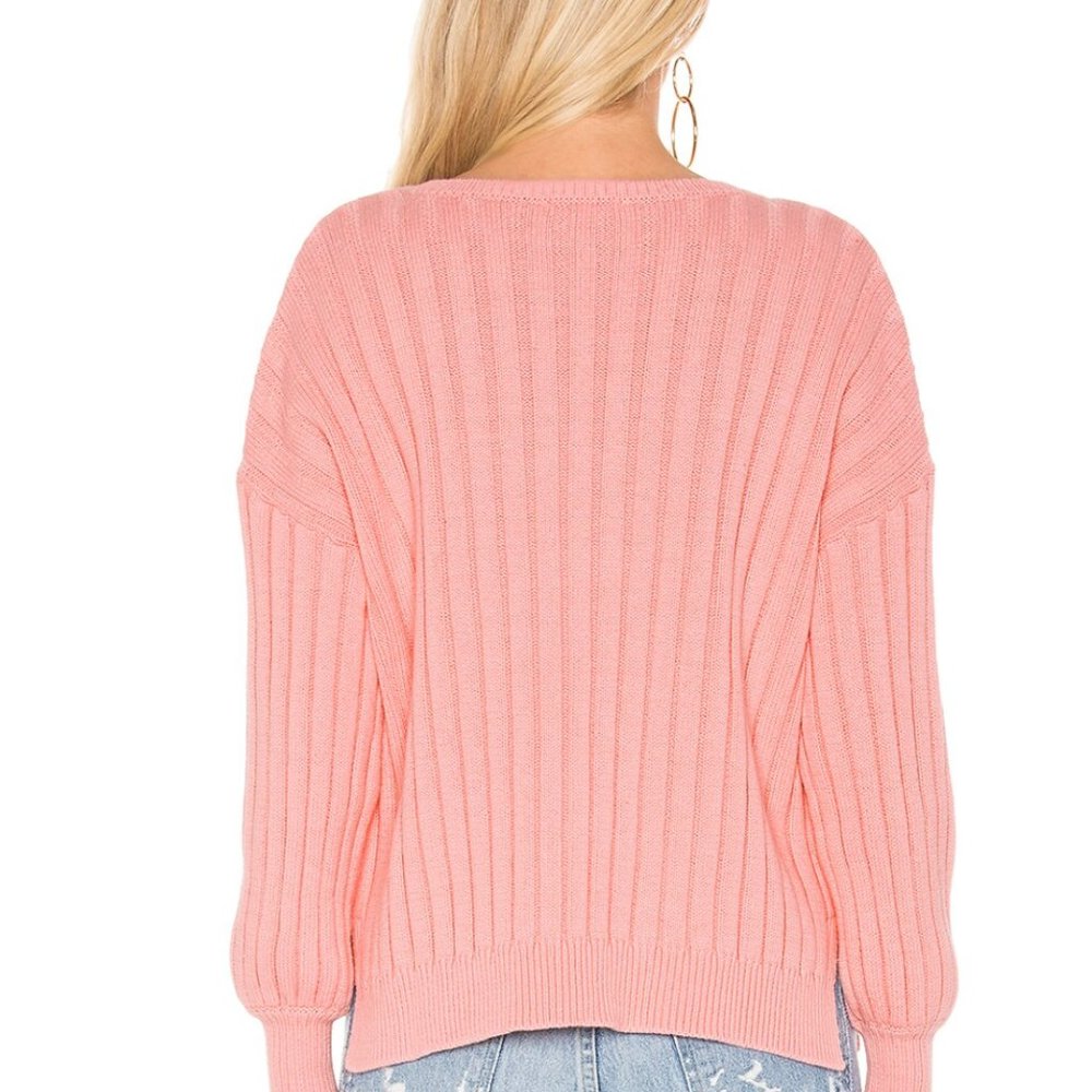 Tularosa NWOT - Small - Ribbed - Padon V Neck Sweater - Pink - Picture 4 of 5